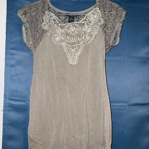 Elegant Lace Trim Tan Top